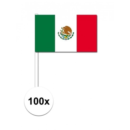 100x Mexicaanse zwaaivlaggetjes 12 x 24 cm
