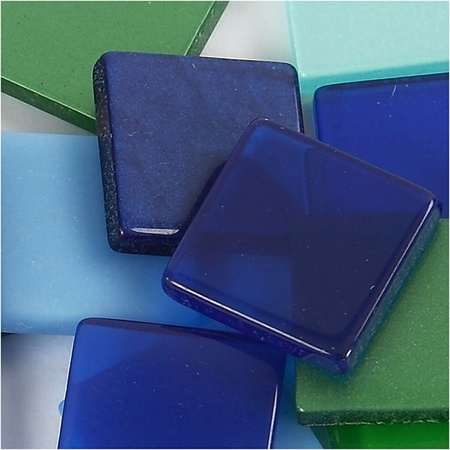 100x Mozaiek tegels kunsthars groen/blauw 10 x 10 mm