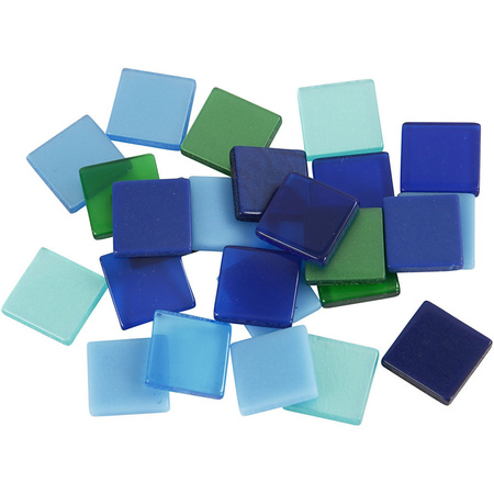 100x Mosaic tiles blue/green 10x10mm