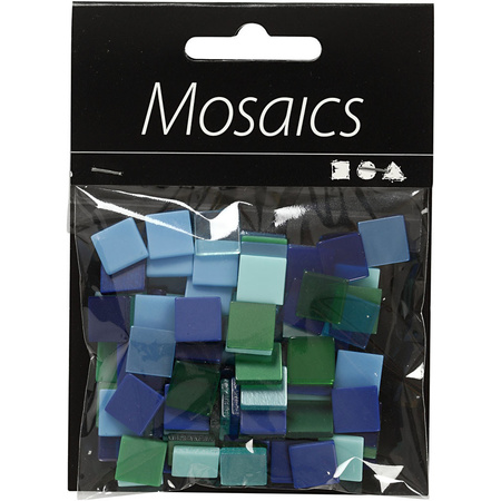 100x Mozaiek tegels kunsthars groen/blauw 10 x 10 mm