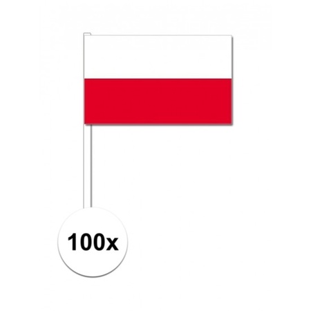 100x Polish waving flags 12 x 24 cm