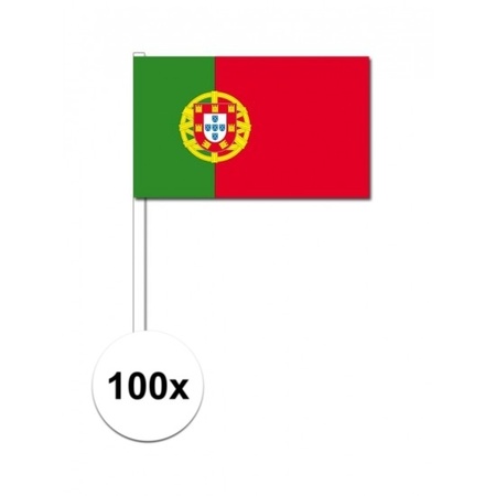 100x Portugese zwaaivlaggetjes 12 x 24 cm