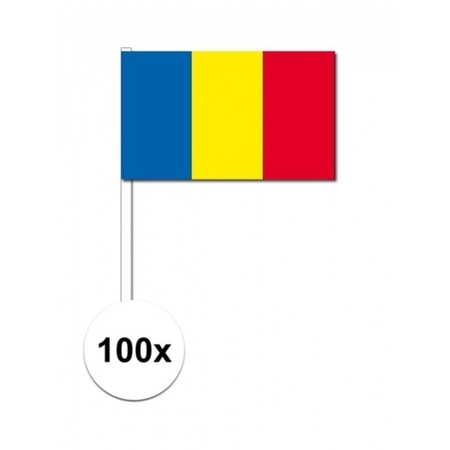 100x Roemeense zwaaivlaggetjes 12 x 24 cm