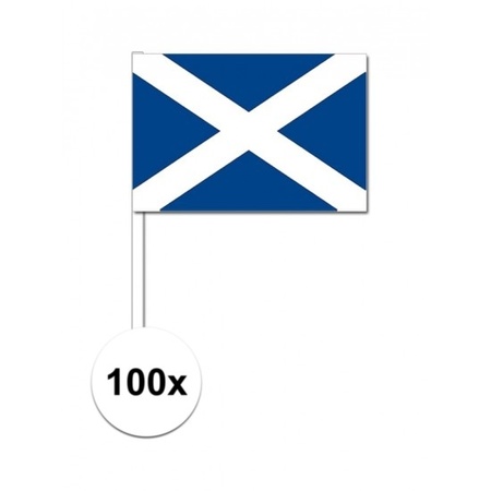 100x Schotse zwaaivlaggetjes 12 x 24 cm