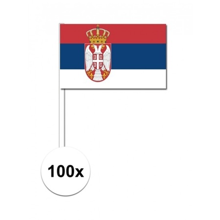 100x Servische zwaaivlaggetjes 12 x 24 cm