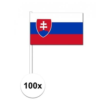 100x Slowaakse zwaaivlaggetjes 12 x 24 cm
