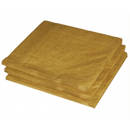 100x stuks gouden servetten 33 x 33 cm