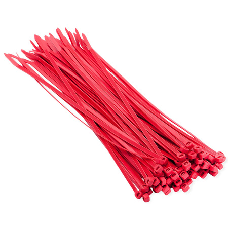 100x stuks kabelbinder / bundelbanden / tiewraps nylon rood 20 x 0,36 cm