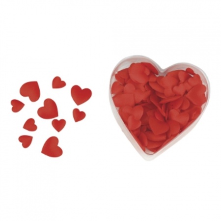 100x Luxurious satin red heart sprinkles