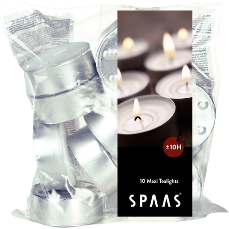 100x White maxi tealights candles 10 hours in bag