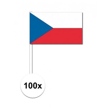 100x Czech waving flags 12 x 24 cm
