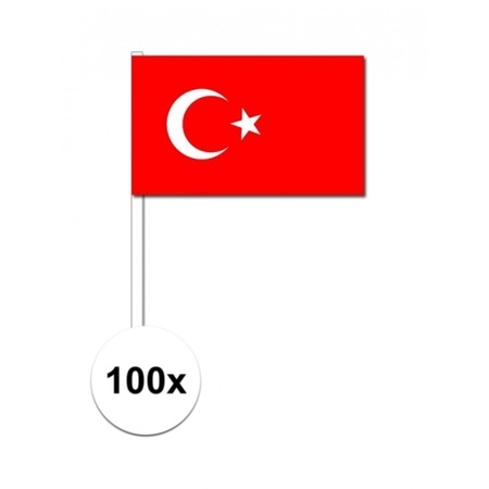100x Turkse zwaaivlaggetjes 12 x 24 cm