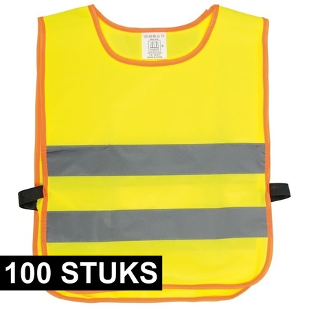 100x Veiligheidsvesten fluorescerend geel voor kinderen