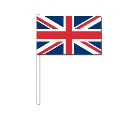 100x Union Jack waving flags 12 x 24 cm