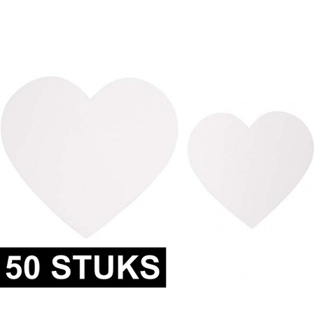 100x Decoration white cardboard hearts 100 pcs