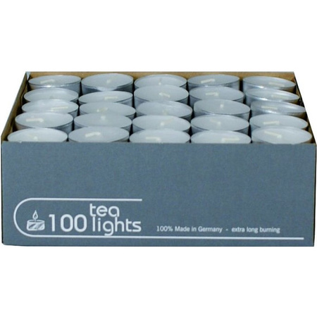 100x White tealights candles 5 hours