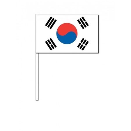 100x South Korean waving flags 12 x 24 cm