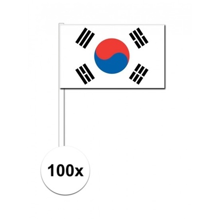 100x South Korean waving flags 12 x 24 cm
