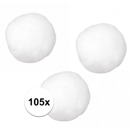 105x craft pompoms 25 mm white
