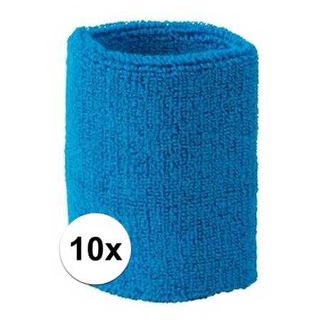 10x Aqua blauw zweetbandje voor pols
