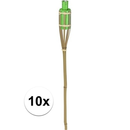 10x Bamboo garden torch green 65 cm