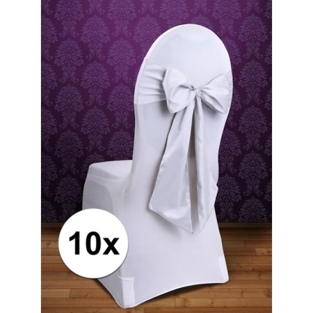10x Wedding chair decoration sashe white