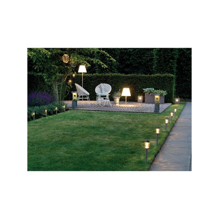 10x Buiten/tuin LED zilveren stekers solar verlichtingen 26 cm