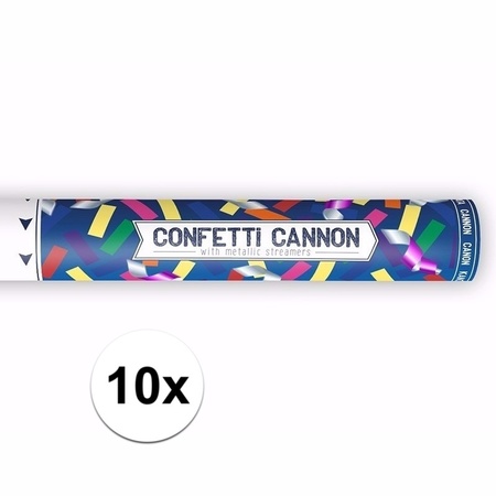 10x Confetti kanon metallic kleuren mix 40 cm