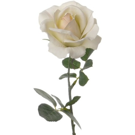 10x Creme witte rozen/roos kunstbloemen 37 cm