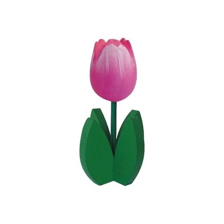 10x Decoratie houten roze tulpen 