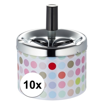 10x Ashtrays with dots and silver turning cap