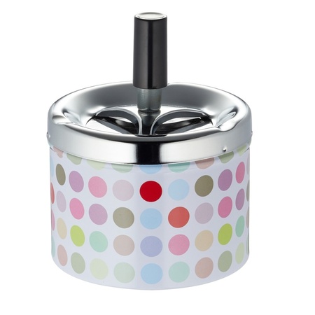 10x Ashtrays with dots and silver turning cap