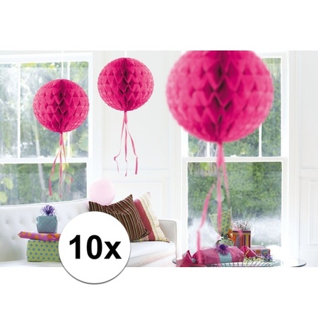 10x Decoration balls bright pink  30 cm