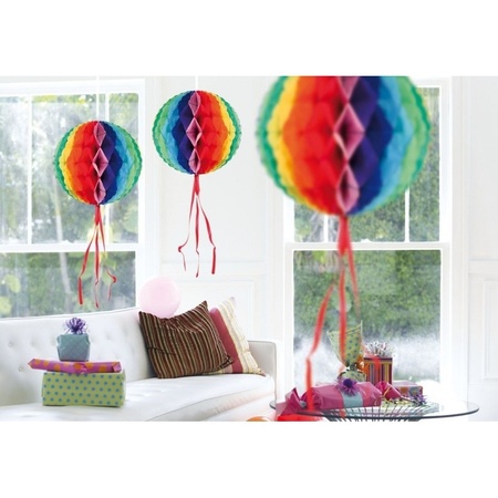 10x feestversiering decoratie bollen in regenboog kleuren 30 cm