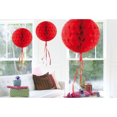 10x feestversiering decoratie bollen rood 30 cm