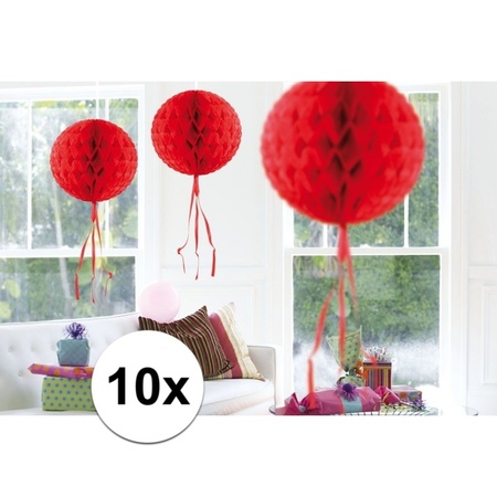 10x feestversiering decoratie bollen rood 30 cm