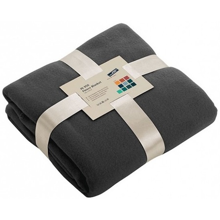 10x Fleece blankets/plaids dark grey 130 x 170 cm