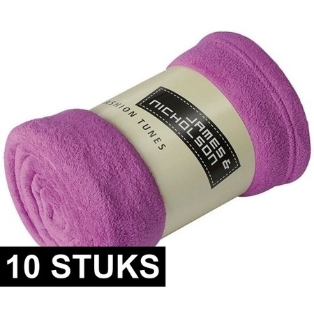 10x Fleece blankets/plaids purple 120 x 160 cm
