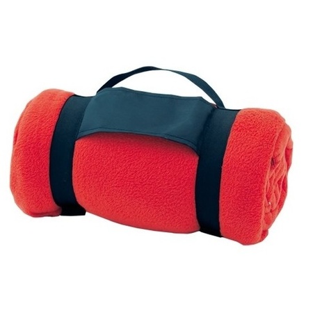 10x Fleece blankets/plaids red removable handle 160 x 130 cm