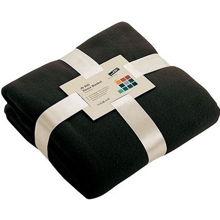 10x Fleece dekens/plaids zwart 130 x 170 cm