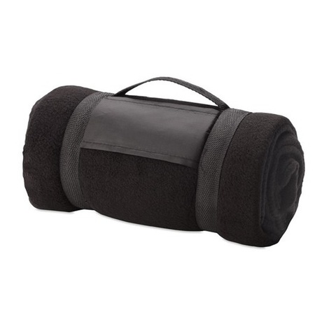 10x Fleece blankets/plaids black removable handle 160 x 130 cm