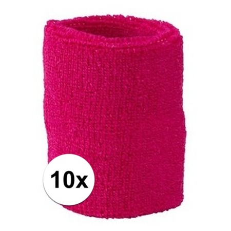 10x Fuchsia roze zweetbandje voor pols