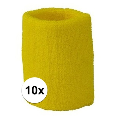 10x Geel zweetbandje voor pols