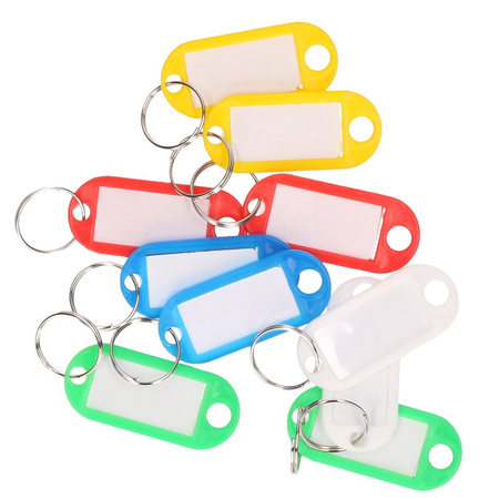 10x Coloured keychains/key labels
