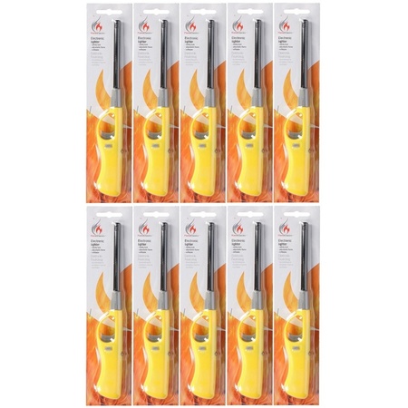 10x Yellow barbecue lighter 26 cm
