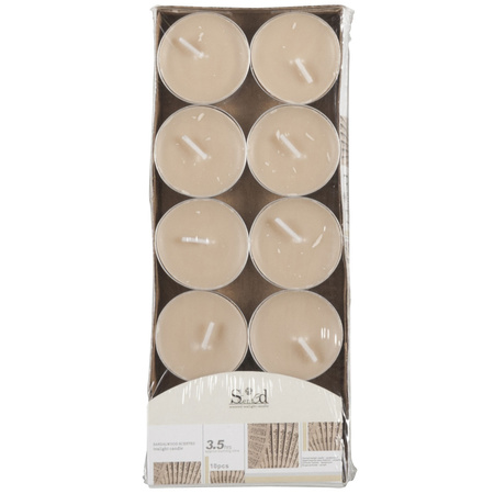 10x Scented tealights candles cedarwood/beige 3.5 hours