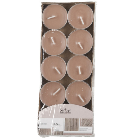 10x Scented tealights candles wood/brown 3.5 hours