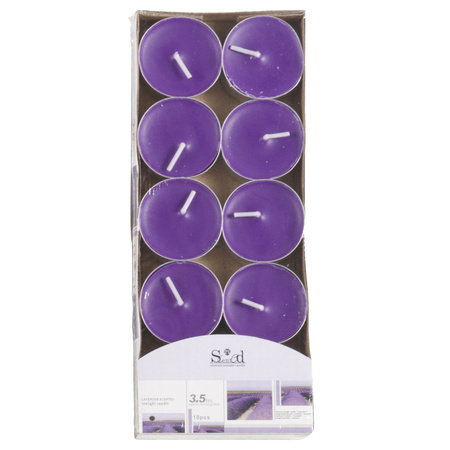 10x Scented tealights candles lavendar/purple 3.5 hours