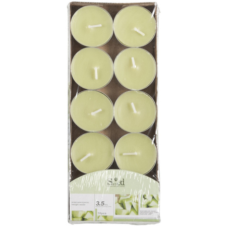 10x Scented tealights candles melon/light green 3.5 hours