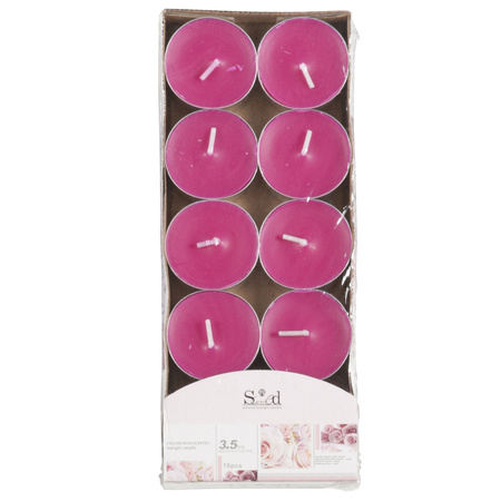 10x Scented tealights candles roses/pink 3.5 hours